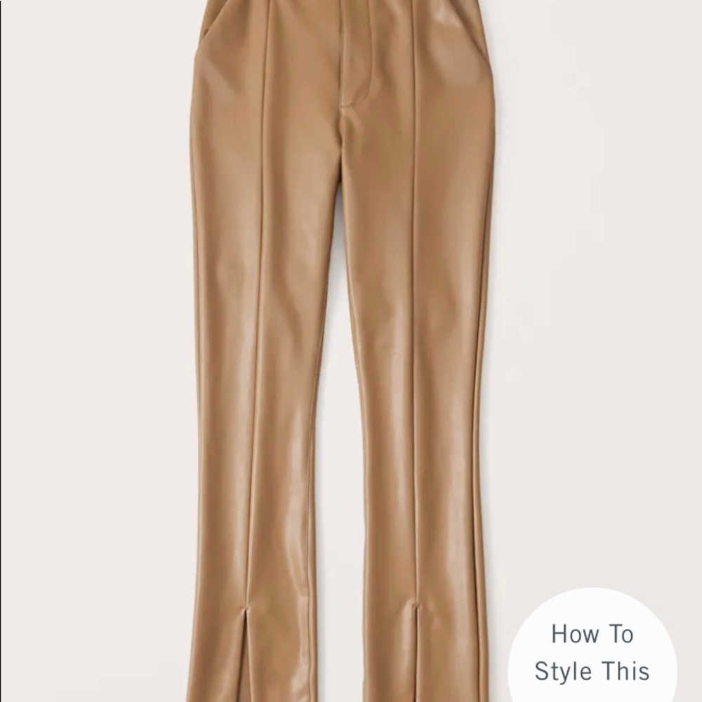 Curve Love Vegan Leather Split-Hem Pants